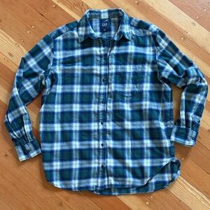 Gap Green Plaid Long Sleeve Button Down‎ Shirt Large Tall